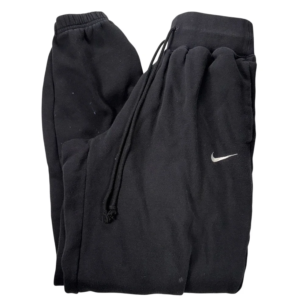 Nike Fleece Joggers Black Sweatpants XS Embroidered Swoosh Logo High Waisted‎